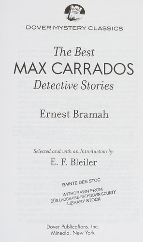 Cover of Best Max Carrados detective stories