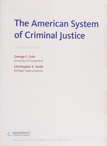 Cover of The American System of Criminal Justice