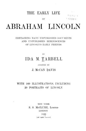 Cover of The early life of Abraham Lincoln