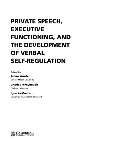 Cover of Private speech, executive functioning, and the development of verbal self-regulation