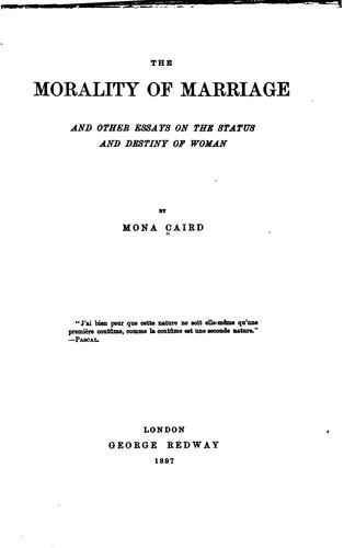 Cover of The morality of marriage