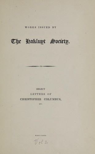 Cover of Select Letters of Christopher Columbus