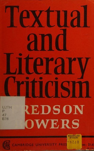 Cover of Textual and Literary Criticism