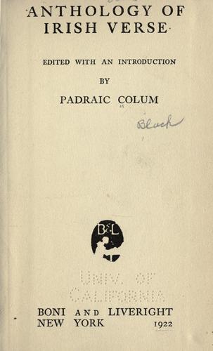 Cover of An anthology of Irish verse