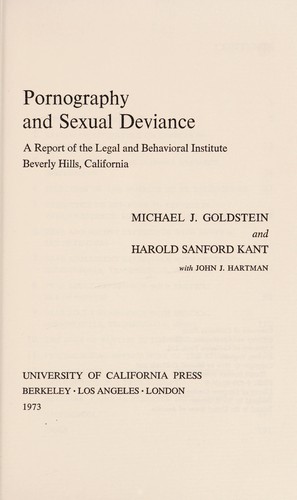 Cover of Pornography and sexual deviance