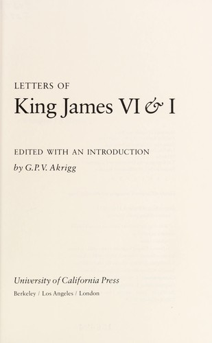 Cover of Letters of King James VI & I