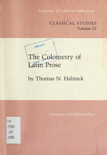 Cover of The colometry of Latin prose