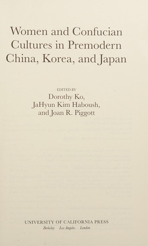 Cover of Women and Confucian cultures in premodern China, Korea, and Japan