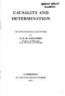 Cover of Causality and determination: an inaugural lecture