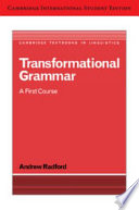 Cover of Transformational Grammar International Student Edition