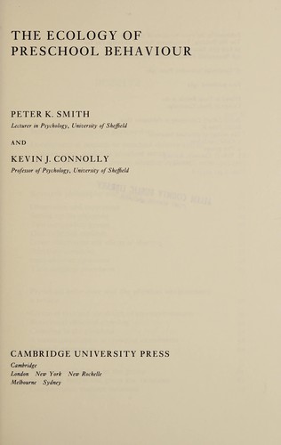 Cover of The ecology of preschool behaviour