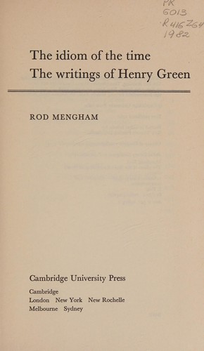 Cover of The idiom of the time