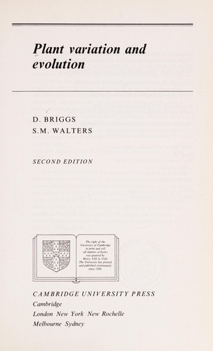 Cover of Plant variation and evolution