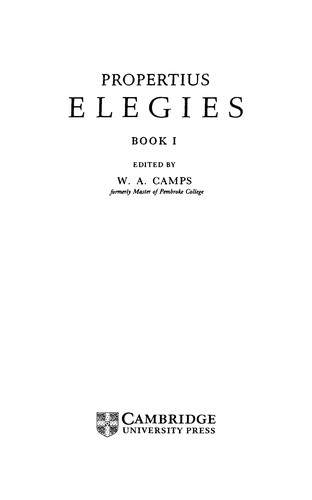 Cover of Elegies, book 1