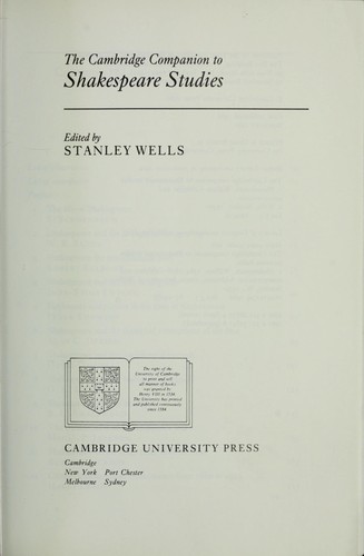 Cover of The Cambridge companion to Shakespeare studies