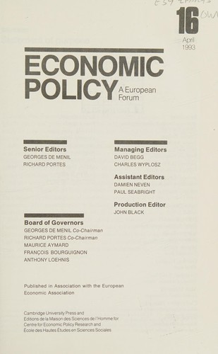 Cover of Economic policy