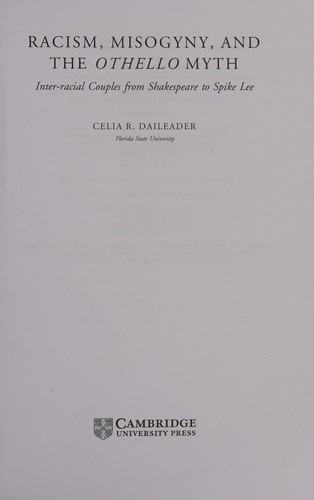 Cover of RACISM, MISOGYNY AND THE OTHELLO MYTH: INTER-RACIAL COUPLES FROM SHAKESPEARE TO SPIKE LEE
