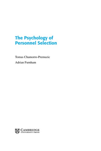 Cover of The psychology of personnel selection
