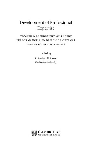 Cover of Development of professional expertise