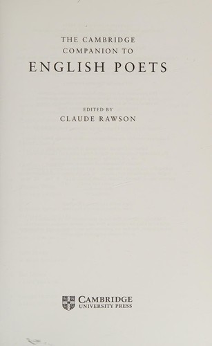 Cover of The Cambridge Companion to English Poets