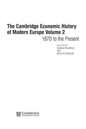 Cover of The Cambridge Economic History of Modern Europe - volume 2: 1870 to the present