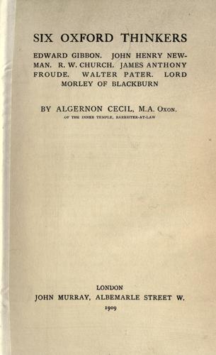 Cover of Six Oxford thinkers