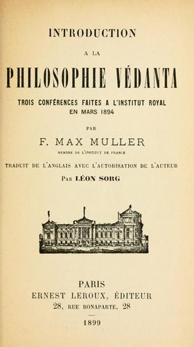 Cover of Introduction à la philosophie védanta
