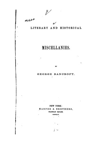 Cover of Literary and Historical Miscellanies