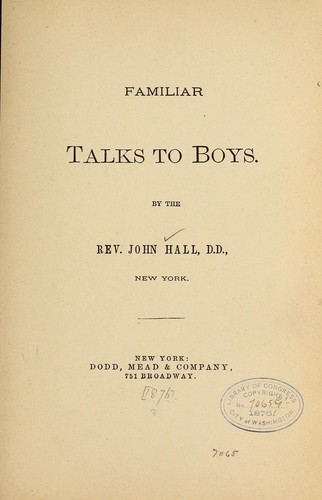Cover of Familiar talks to boys...
