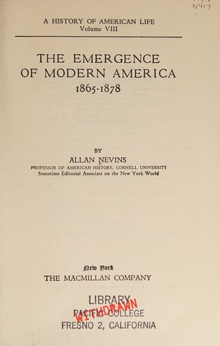 Cover of The Emergence of Modern America 1865-1878