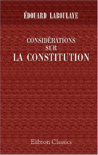 Cover of Considérations sur la constitution