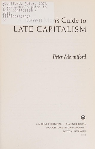 Cover of A young man's guide to late capitalism