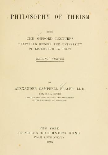 Cover of Philosophy of theism