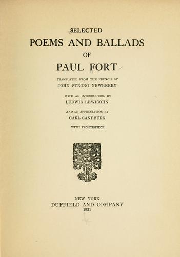Cover of Selected poems and ballads of Paul Fort
