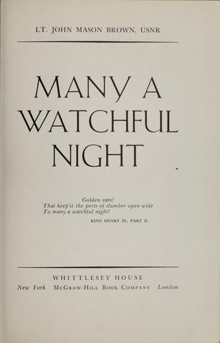 Cover of Many a watchful night ..