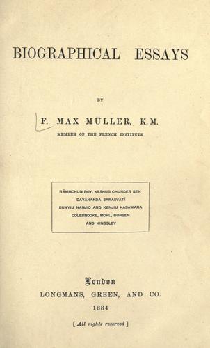 Cover of Biographical essays