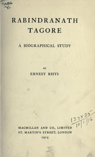 Cover of Rabindranath Tagore: a biographical study