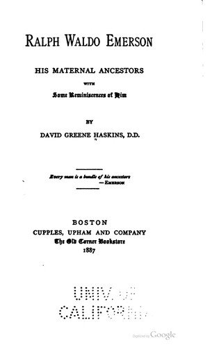 Cover of Ralph Waldo Emerson
