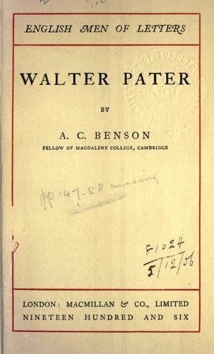 Cover of Walter Pater