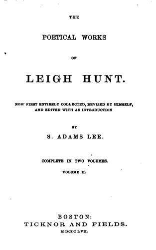 Cover of The poetical works of Leigh Hunt