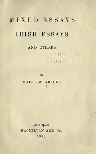Cover of Mixed essays