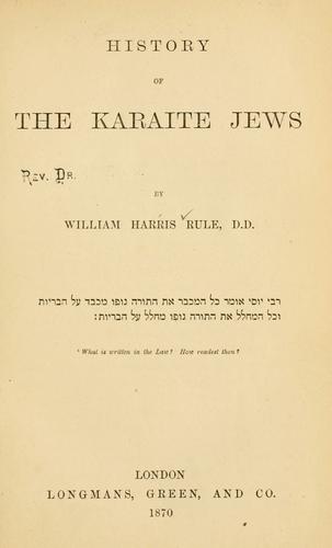 Cover of History Of The Karaite Jews