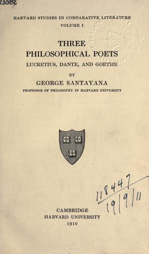 Cover of Three philosophical poets