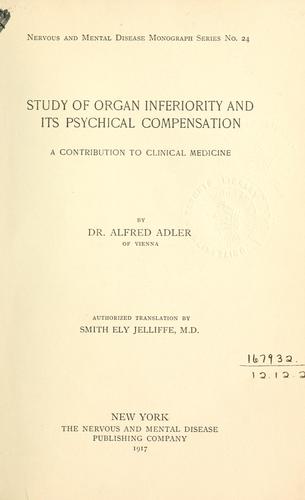 Cover of Study of organ inferiority and its psychical compensation