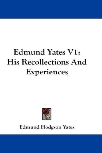 Cover of Edmund Yates V1