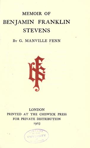 Cover of Memoir Of Benjamin Franklin Stevens