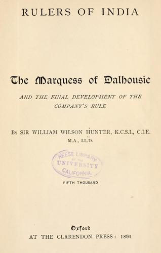 Cover of The Marquess of Dalhousie