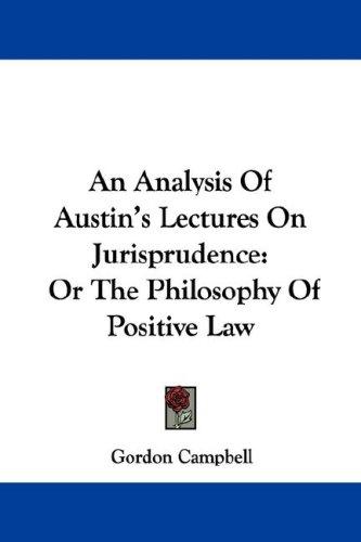 Cover of An Analysis Of Austin's Lectures On Jurisprudence