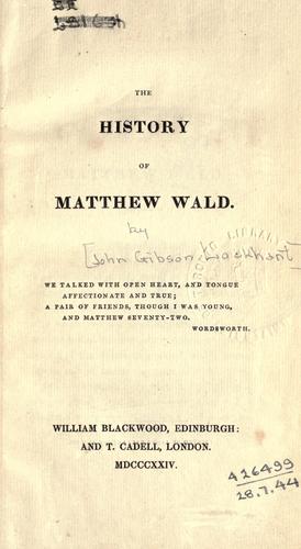 Cover of The history of Matthew Wald