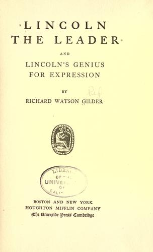 Cover of Lincoln The Leader And Lincoln's Genius For Expression
